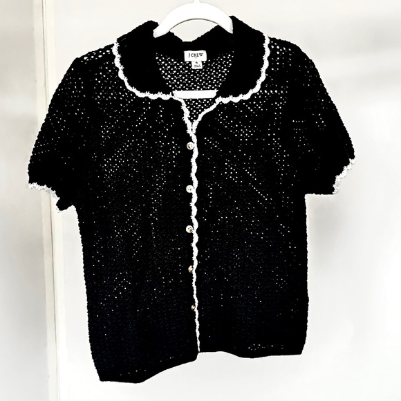 J.Crew Short-sleeve crochet cardigan sweater - Picture 3 of 6